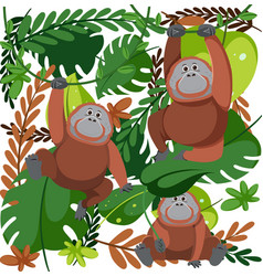 Cute Orangutan Seamless Pattern