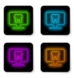 Glowing Neon Line Dental Clinic Location Icon