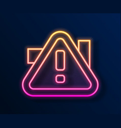 Glowing Neon Line Exclamation Mark In Triangle