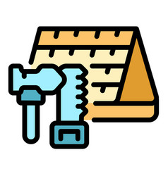 Remodeling Roof Icon Flat