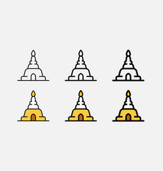 Thai Pagoda Temple Buddhism Line Icon And Filled