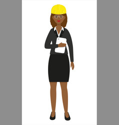 African Woman Architect In Yellow Helmet And Vest