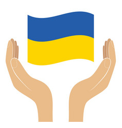 Child Hands Holding Ukraine Flag Support For