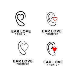 Set Love Ear Healthcare Logo Template Icon