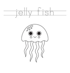 Trace The Letters And Color Cartoon Jelly Fish