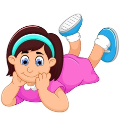 Cute little girl cartoon stomach ache Royalty Free Vector