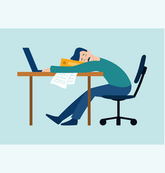 Exhausted Female Character Having Professional Vector Image