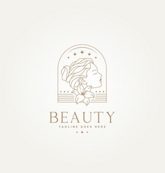 Minimalist Beauty Woman Badge Line Art Icon Label