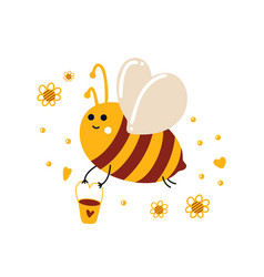 Bee With Bucket Of Honey Flying