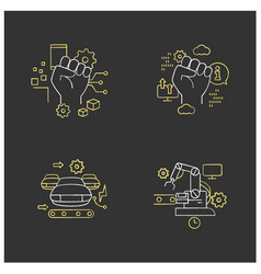 Digital Transformation Chalk Icons Set