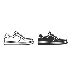 Flat Linear And Silhouette Shoes Icon Set