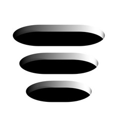 Set Black Oval Hole Rounded Mockup Isolated