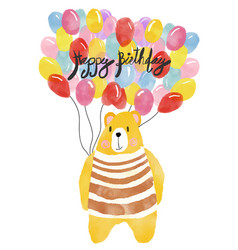 Watercolour Happy Birthday Card Bear Holding