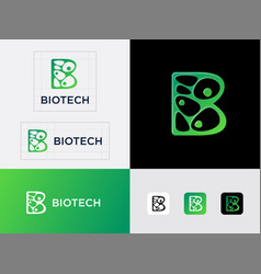 Biotech Logo Letter B Structure Cells And Nucleus