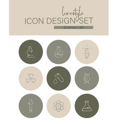 Linestyle Icon Design Set Science Lab