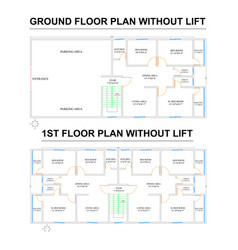 Auto-cad 2d Ground And 1st Floor Plan Without Lift