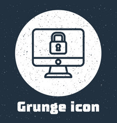 Grunge Line Lock On Computer Monitor Screen Icon