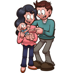 Cartoon Couple With Baby