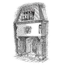 Ornate Fireplace Mantel Soldiers Vintage Engraving