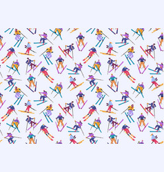 Snowy Skiers Outdoor Ski Pattern Winter Slope