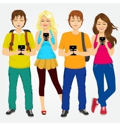 Young people using mobile phones Royalty Free Vector Image