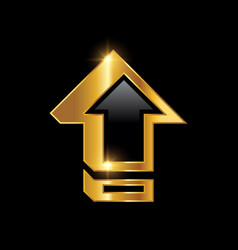 Golden Upload Arrow Sign