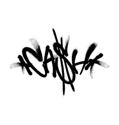 Sprayed Cash Font Graffiti With Overspray In Black