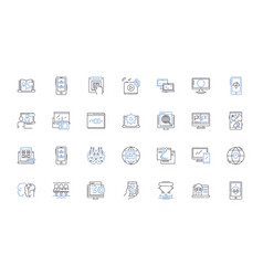 Digital World Line Icons Collection Internet