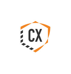 Initial Letter Cx Shield Hexagonal Logo Template