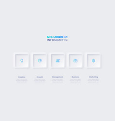 Neumorphic Horizontal Progress Diagram With 5
