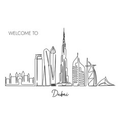 One Continuous Line Drawing Of Dubai City Skyline