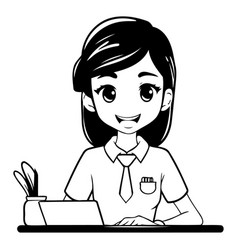 Young Woman Working With Laptop In Office