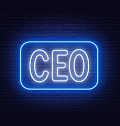 Ceo Neon Sign On Brick Wall Background