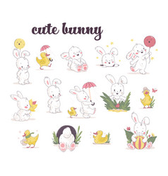 Collection Of Cute Adorable White Bunny