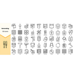 Set Of Renovating Icons Simple Line Art Style