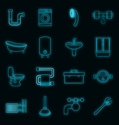 Bathroom Icons Set Neon