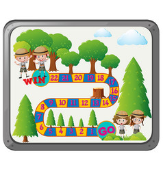 Boardgame Template With Kids In Safari Outfit