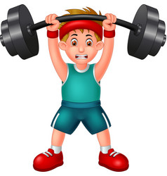 Cool Weightlifter Boy In Blue Shirt Cartoon