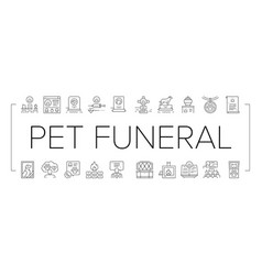 Pet Funeral Cemetery Collection Icons Set