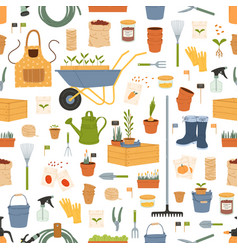 Farm And Gardening Tools Seamless Pattern