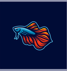 Beautiful Red And Blue Betta Fish Or Guppy Logo