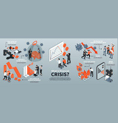 Isometric Infographics With Financial Crisis