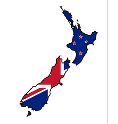 New Zealand Map Outline With Flag Icons