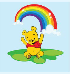 Winnie Pooh With Rainbow An Clouds