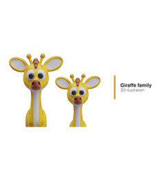 Cute Giraffe Family On White Background Realistic