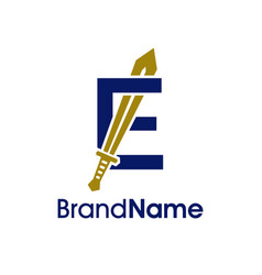 Elegant Initial E Sword Logo