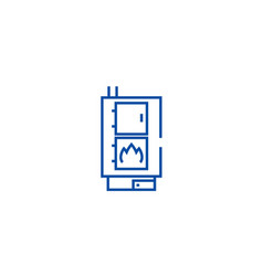 Solid Fuel Boilerpellet Stove Line Icon Concept