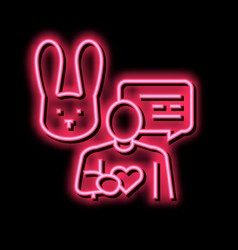 Human Talking About Rabbit With Love Neon Glow