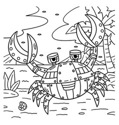 Robot Crab Coloring Page For Kids