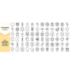 Set Of Photography Icons Simple Line Art Style